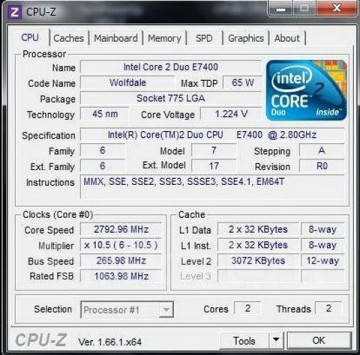 Intel Core™2 Duo E7400 2.8GHz 3MB LGA775