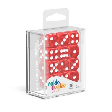 Kockice Oakie Doakie Dice D6 Marble RED 16mm (12 komada, Profesionalne Kockice Za Društvene Igre)
