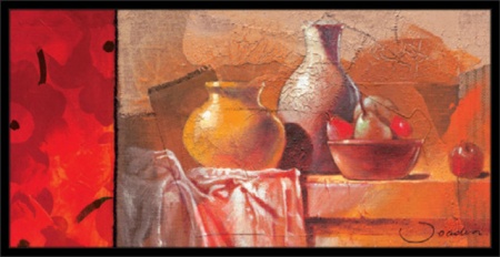 Cveće i kruške, uramljena slika 30 x 70 cm