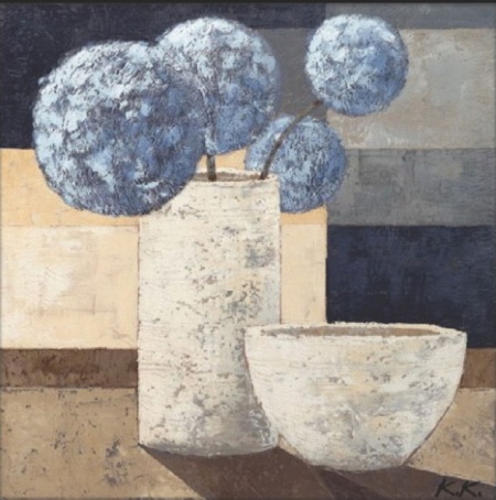 Plavo cveće, uramljena slika 70 x 70 cm