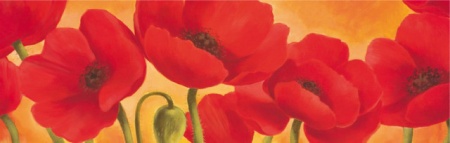 Sunny flowers, uramljena slika 35x100cm