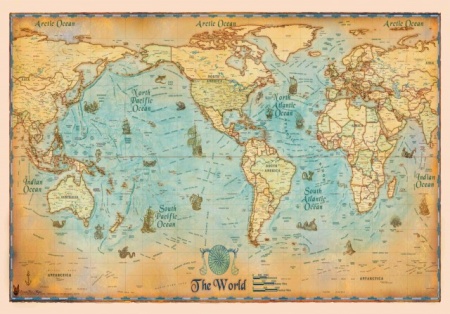 World Map, uramljena slika 70x100cm