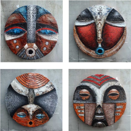 Samgunn, 4 uramljene slike 30x30cm svaka