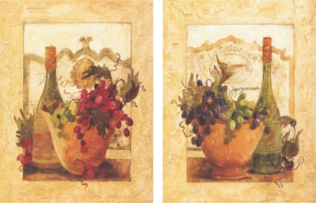 Vino, dve uramljene slike 30x40cm