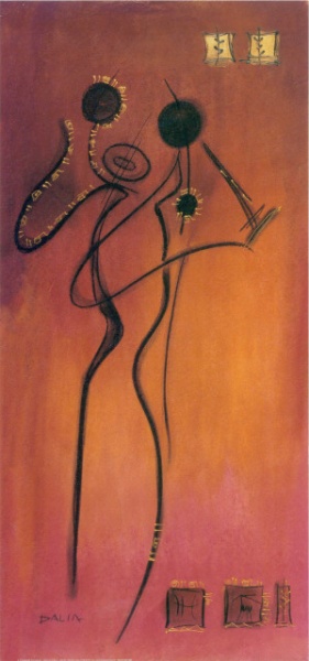 African dance, uramljena slika 30x70cm