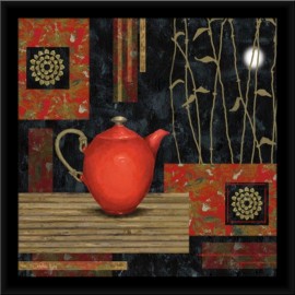 Crveni čajnik, uramljena slika 50x50cm