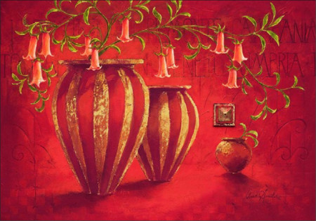 Antičke crvene vazee, uramljena slika 70x100 cm