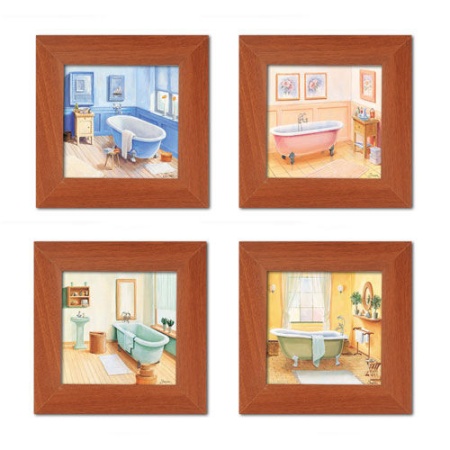 Kupatilo u boji, cetiri uramljene slike 15x15cm i 30x30cm