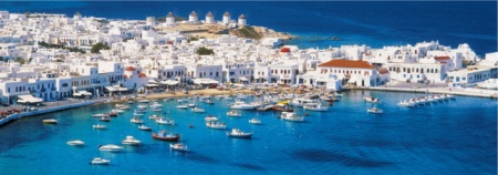 Mikonos , uramljena slika 35x100cm