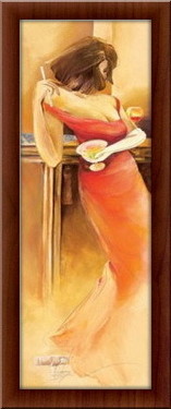 Dama u crvenoj haljini, uramljena slika