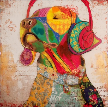 Labrador pop art, uramljena slika 50x50cm