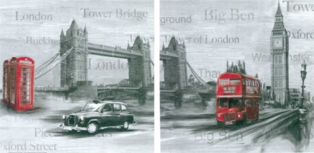 London, dve uramljene slike dimenzije 30x30cm svaka