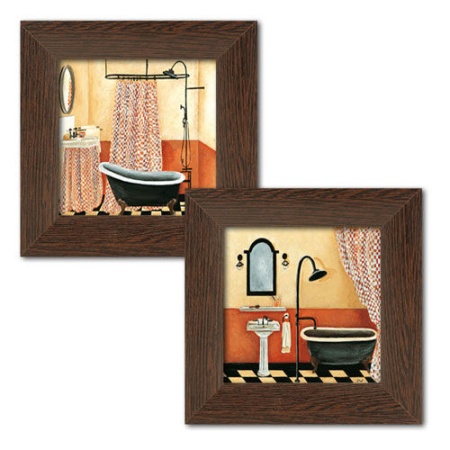 Retro Kupatilo, dve uramljene slike 15x15cm i 30x30cm svaka