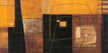 Yellow apstract 2, uramljena slika 50x100cm