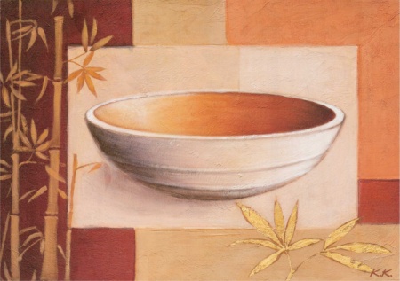 Azijske posude 1, uramljena slika 50 x 70 cm