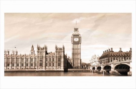 London sephia, uramljena slika 50x100cm