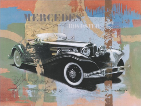 Mercedes special roadster, uramljena slika 60x80cm
