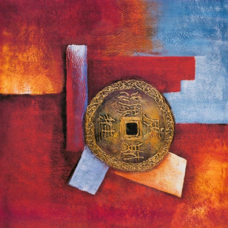 Old coin 2, uramljena slika 50x50cm