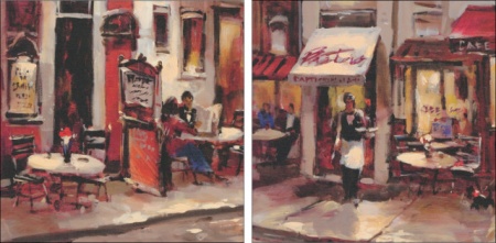 Sidewalk cafe, komplet od dve uramljene slike dimenzije 40x40cm svaka