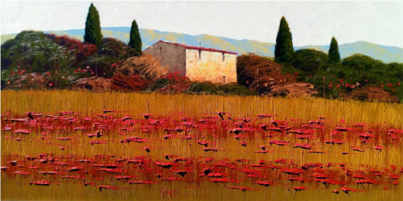 Toscana 1, uramljena slika 50x100cm