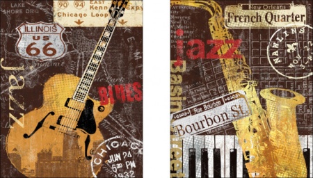 Jazz, komplet od dve uramljene slike 40x50cm svaka