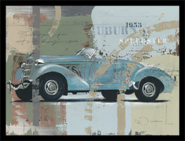Blue old car, uramljena slika 60x80cm