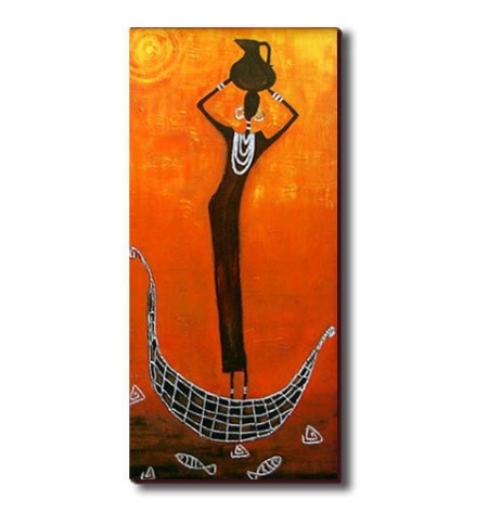 Devojka u čamcu, uramljena slika 30x70cm