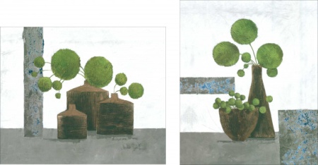 Green bubbles, dve uramljene slike 50x60cm svaka