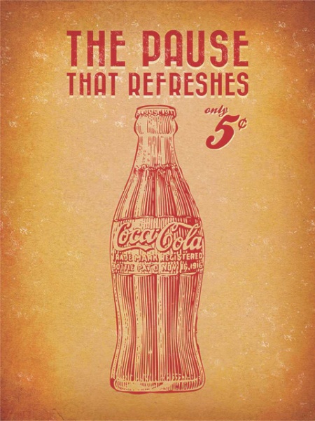Old poster Coca Cola 5c, uramljena slika 30x40cm