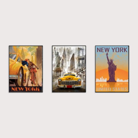 Old posters New York , tri uramljene slike 30x40cm svaka