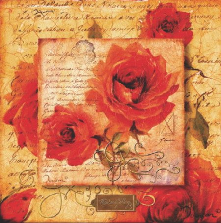 Romantična ruža, uramljena slika 70 x 70 cm