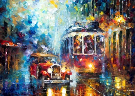 Old tram, uramljena slika 50x70cm