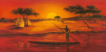 African sunset 1, uramljena slika 50 x 100 cm
