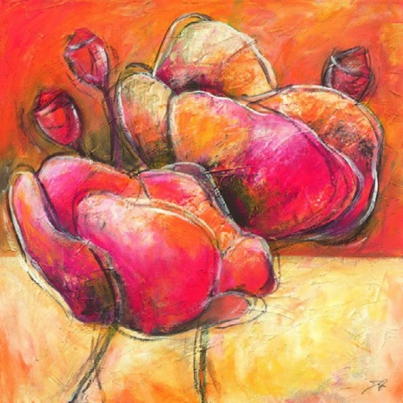 Crvena bulka, uramljena slika 70x70cm