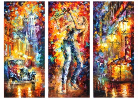 Leo, uramljena slika triptih 30x70cm svaka