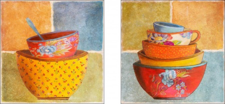 Pots cinije, 2 uramljene slike 30x30cm svaka