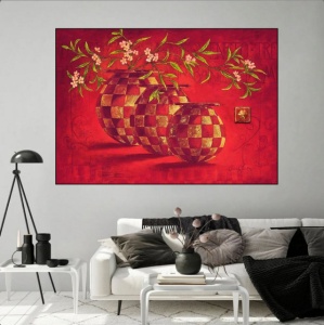 Africke crvene vaze, uramljena slika 70x100 cm