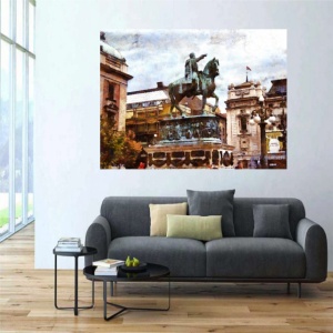 Beograd Trg Republike, uramljena slika 60x80cm