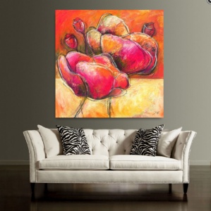 Crvena bulka, uramljena slika 70x70cm