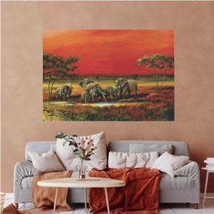 Elephants in Mali, uramljena slika 70x100cm