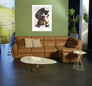 J. Miro, Aufrechte figur , uramljena slika 40x50cm