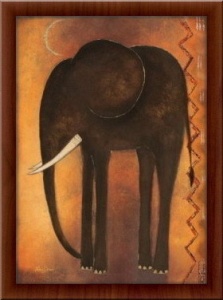 Tata slon, uramljena slika 50x70cm