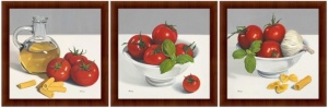 Ukus Italije, tri uramljene slike 30x30cm svaka