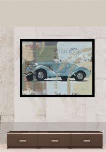 Blue old car, uramljena slika 60x80cm