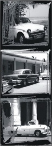 Crno bele slike starih automobila, dve uramljene slike 40x80cm svaka
