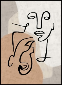 Line two faces, uramljena slika 40x50cm i 50x70cm