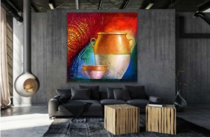Moroccan pots, uramljena slika 70x70cm