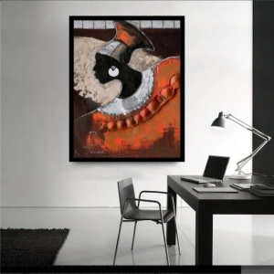 Srebrna lepotica, uramljena slika 60x80cm