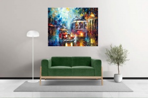 Stari auto i tramvaj, uramlljena slika 30x40cm i 40x50cm i 50x70cm