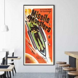 Stari poster Missile Monsters 1958., uramljena slika 50x100cm